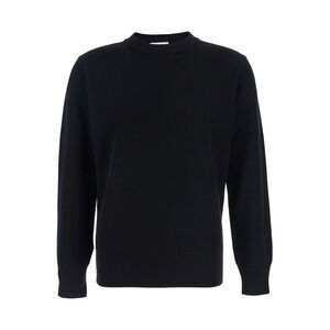 Kangra Men Black Sweater With Ribbed Design In Wool Man